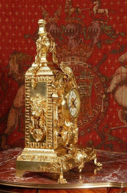 fig 3. Very Large Gilt Brass Clock with Lions ~ French - Circa 1880.